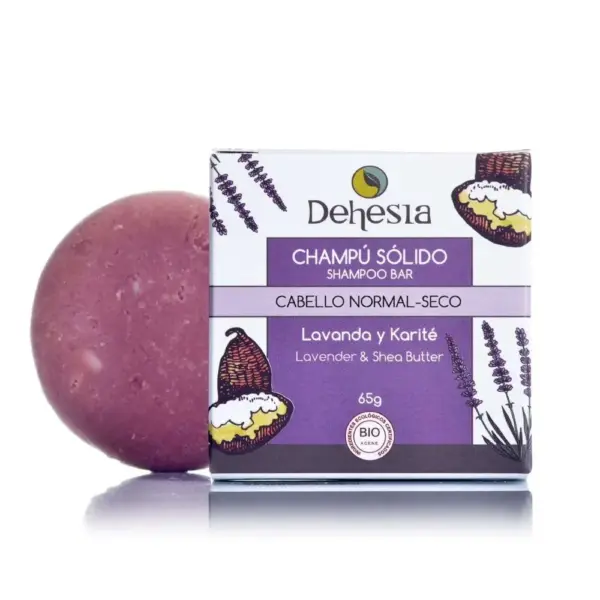 Dehesia Champú Sólido BIO Cabello Seco-Normal con Lavanda y Karité 65g - Imagen 1