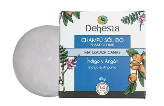 Dehesia Champú Sólido BIO Matizador de Canas con Índigo y Argán 65g