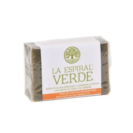 La Espiral Verde Jabón De Algas Espirulina Y Alga Laminaria Atlántica Con Aceite De Oliva Y A.E. De Naranja 100g