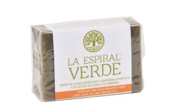 La Espiral Verde Jabón De Algas Espirulina Y Alga Laminaria Atlántica Con Aceite De Oliva Y A.E. De Naranja 100g
