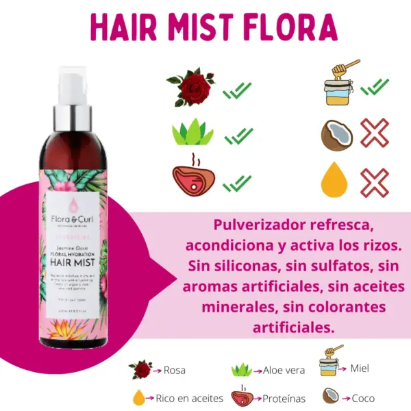 Flora and Curl Jasmine Oasis Hydrating Hair Mist 250ml - Imagen 2