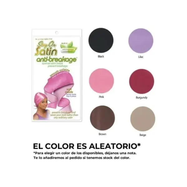 Stay On Satin Anti-Breakage Gorro Satén Tie Up Wrap 7774 - Imagen 1
