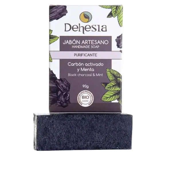 Dehesia Jabón Artesano Purificante Bio con Carbón Activado y Menta 90g - Imagen 1