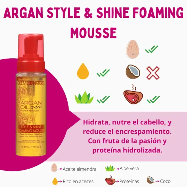 Creme of Nature Argan Style and Shine Foaming Mousse 207ml - 1